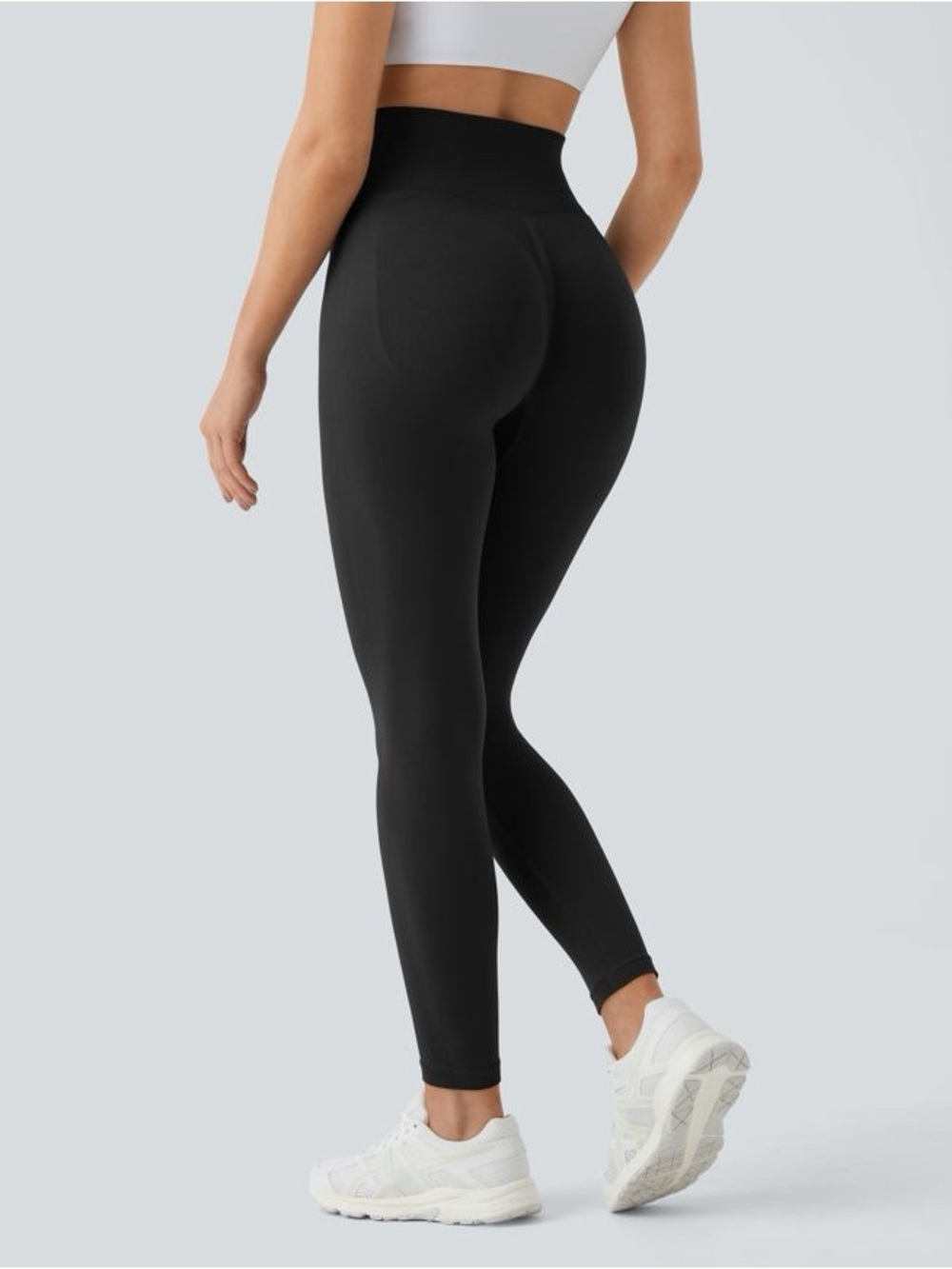 Halara OneForm Seamless Flow High Waisted Ruched Plain Leggings - Black
